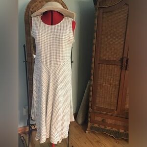 Sleeveless Plaid A-Line Dress - Cream/Black